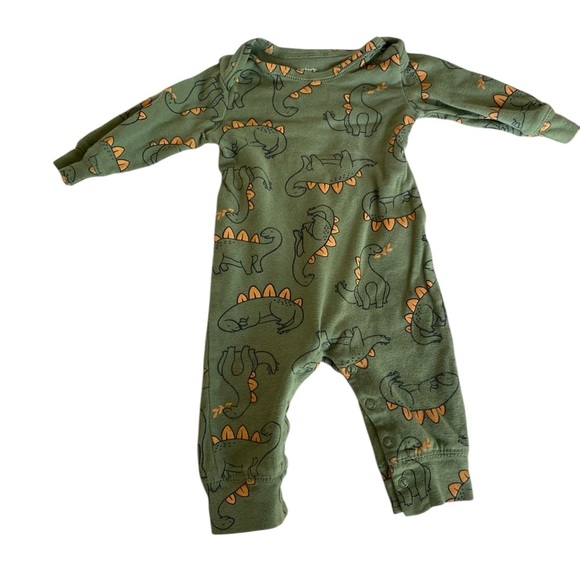 Baby clothes bundle 3 dinosaur onesie 1 gymboree jeans overalls 1 teddy bear hat - Picture 4 of 11